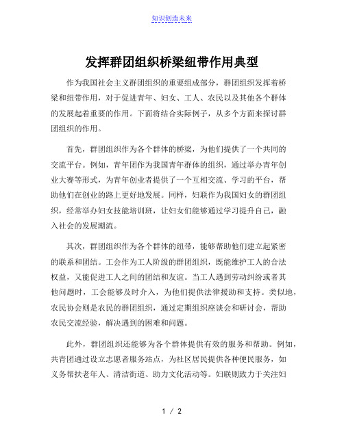 发挥群团组织桥梁纽带作用典型