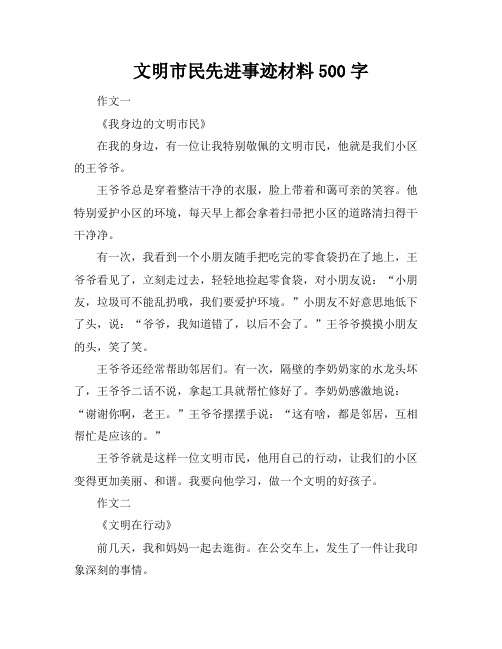 文明市民先进事迹材料500字