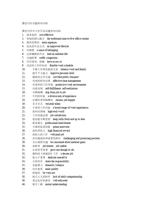 【免费下载】 雅思写作话题常用词组