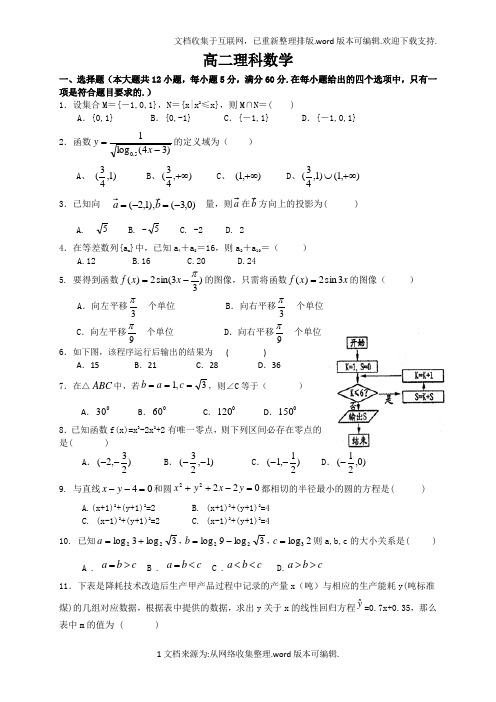 必修一至必修五理科综合测试1-(1)