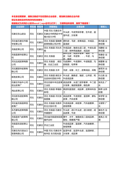 2020新版河北省石家庄成品革工商企业公司名录名单黄页大全15家