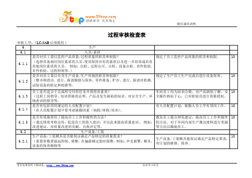 过程审核检查表范例