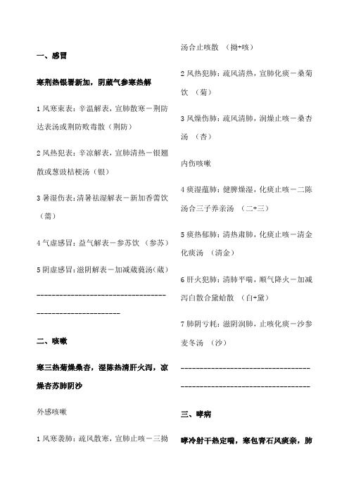 中医内科学整理 必背 