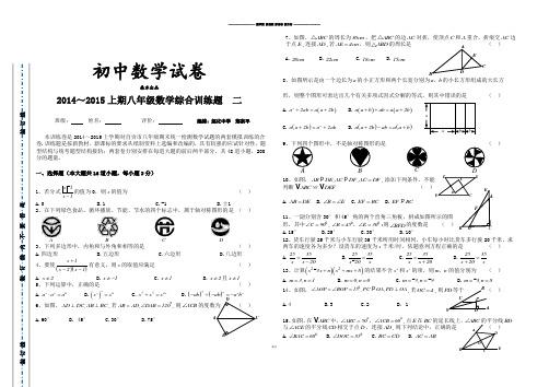 人教版八年级数学上册综合训练题  二.docx