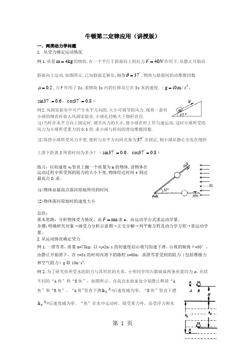 牛顿第二定律应用专题(讲授部分)