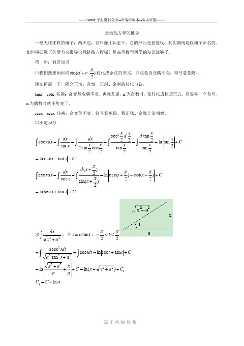 悬链线方程的推导