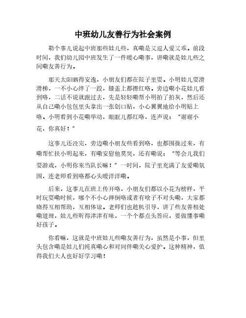 关于中班幼儿友善的社会案例