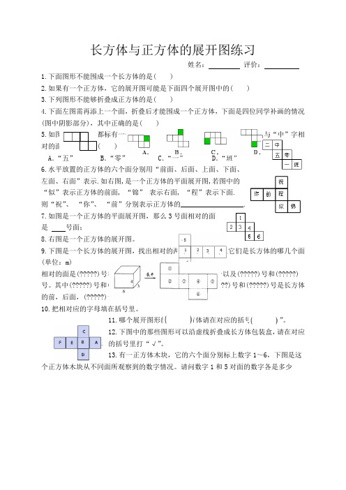 长方体和正方体的展开图 (2)