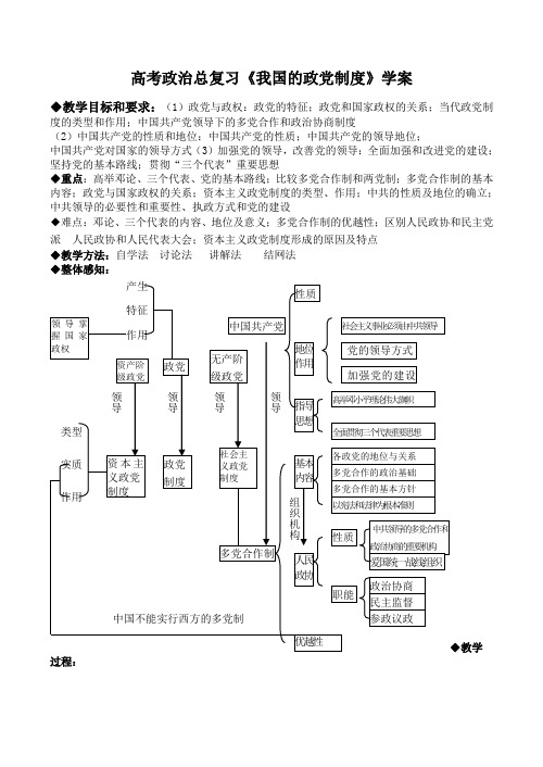 高考政治总复习《我国的政党制度》学案