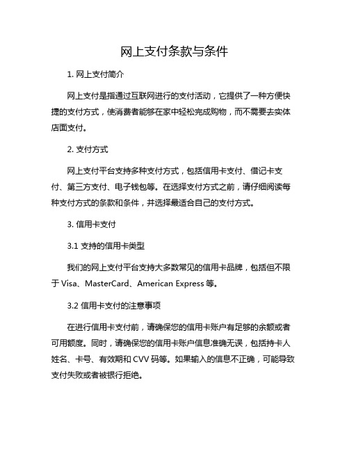 网上支付条款与条件