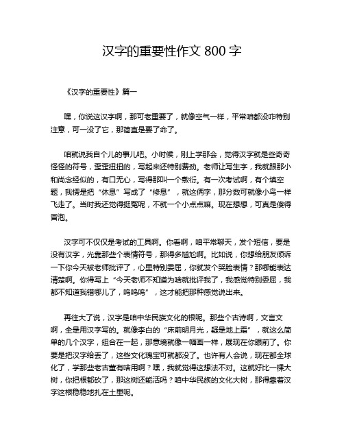 汉字的重要性作文800字