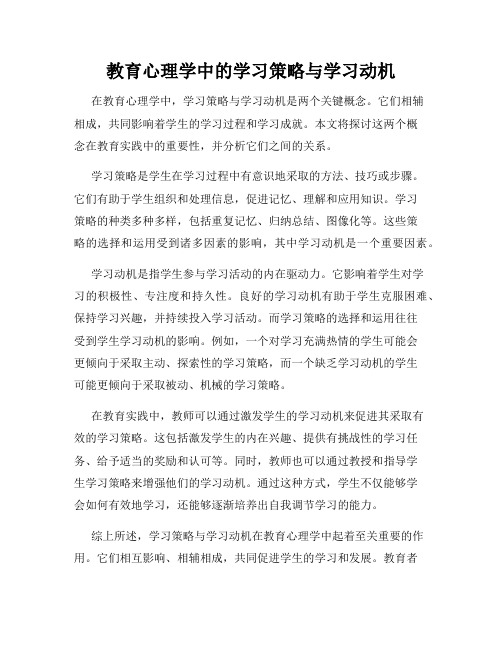 教育心理学中的学习策略与学习动机