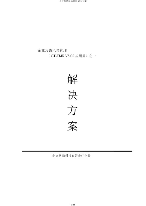 企业营销风险管理解决方案