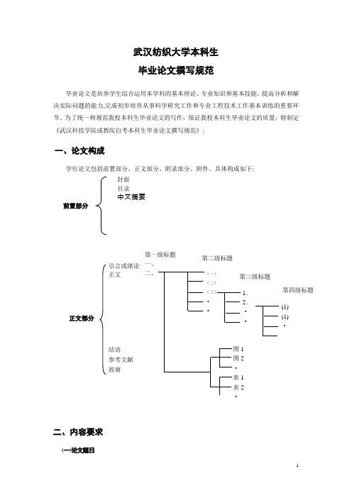 武汉纺织大学本科生毕业论文撰写规范