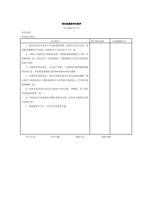 项目进度表审计程序表