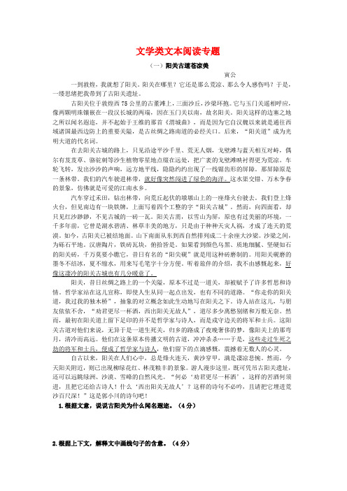 高二语文暑假作业(11) 文学类文本阅读1(无答案)