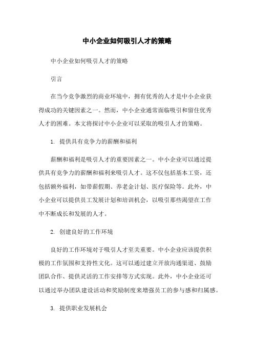 中小企业如何吸引人才的策略-无删减范文