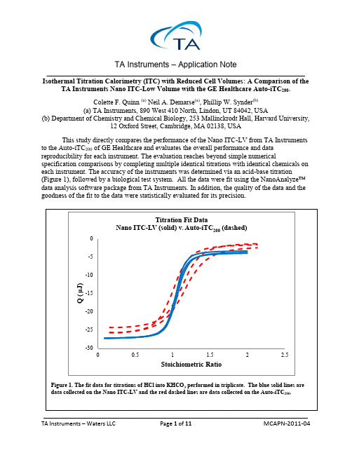 TA Instruments – 微量盒胶体热力学计 (ITC) 有限体积比较：TA Instrum