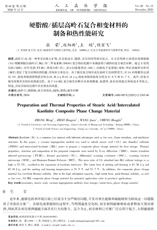 硬脂酸插层高岭石复合相变材料的制备和热性能研究