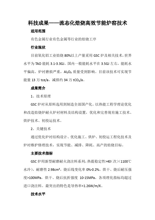 科技成果——流态化焙烧高效节能炉窑技术