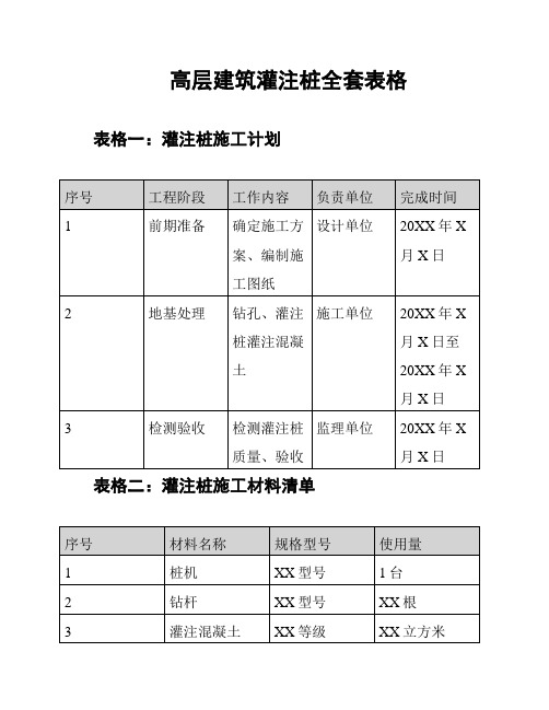 高层建筑灌注桩全套表格