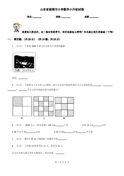 山东省淄博市小学数学小升初试卷