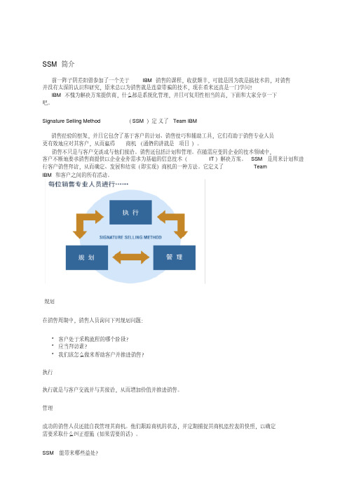 IBM公司SSM特色销售方法论