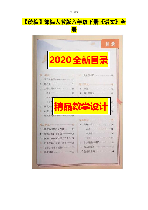 2020部编人教版六下《语文》全册全套教案(精品)