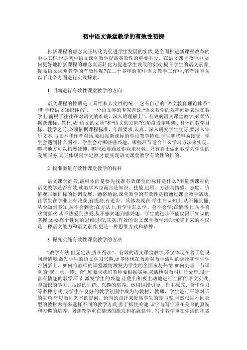 初中语文课堂教学的有效性初探