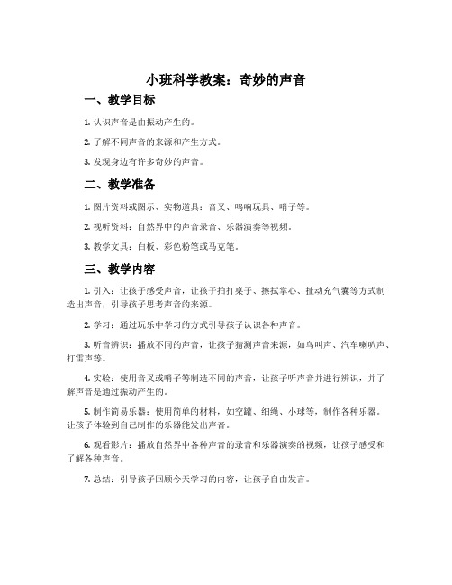 小班科学教案:奇妙的声音