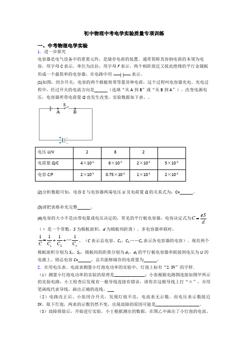 初中物理中考电学实验质量专项训练