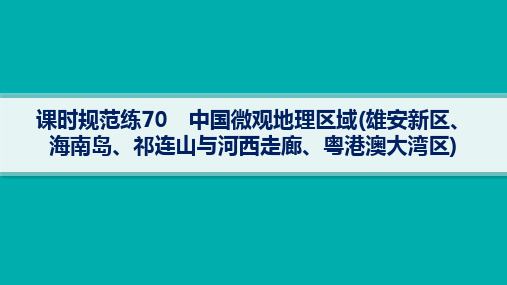 人教版高考地理复习 区域地理 中国微观地理区域(雄安新区、海南岛、祁连山与河西走廊、粤港澳大湾区)