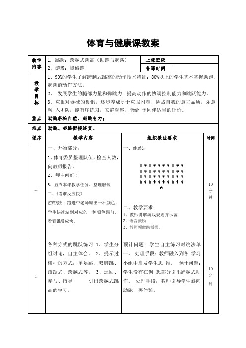 跳跃:跨越式跳高(助跑与起跳)