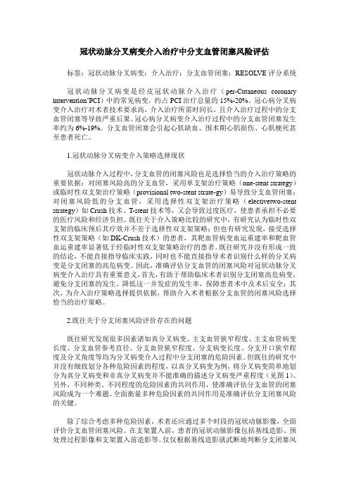 冠状动脉分叉病变介入治疗中分支血管闭塞风险评估