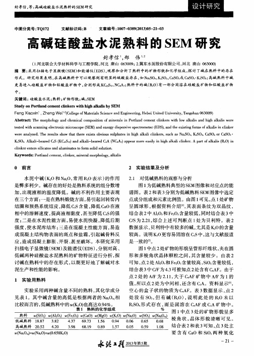 高碱硅酸盐水泥熟料的SEM研究