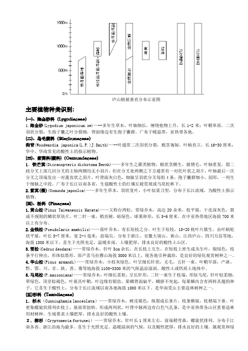 庐山主要植物种类