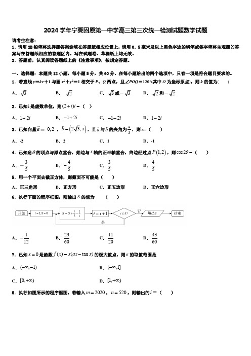 2024学年宁夏固原第一中学高三第三次统一检测试题数学试题