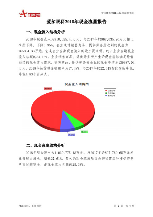 爱尔眼科2018年现金流量报告-智泽华