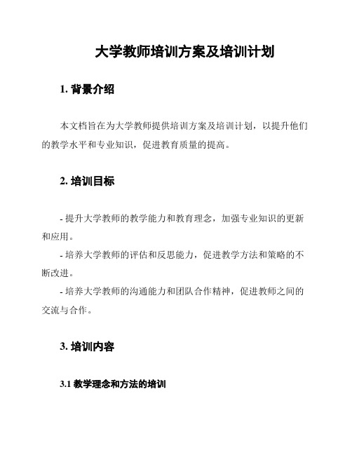 大学教师培训方案及培训计划