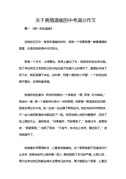 关于真情温暖的中考满分作文