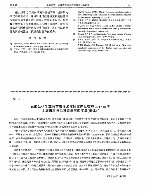 东海站仿生耳与声音技术实验室团队荣获2012年度“上海市科技系统青年五四奖章(集体)”