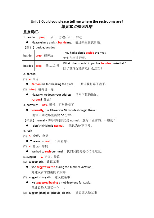 Unit3知识点总结人教版九年级英语全册