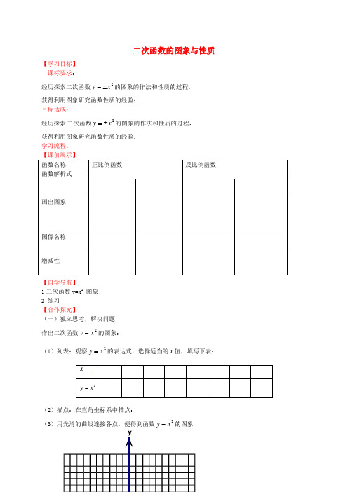 九年级数学下册 2.2 二次函数的图象与性质导学案1(新版)北师大版