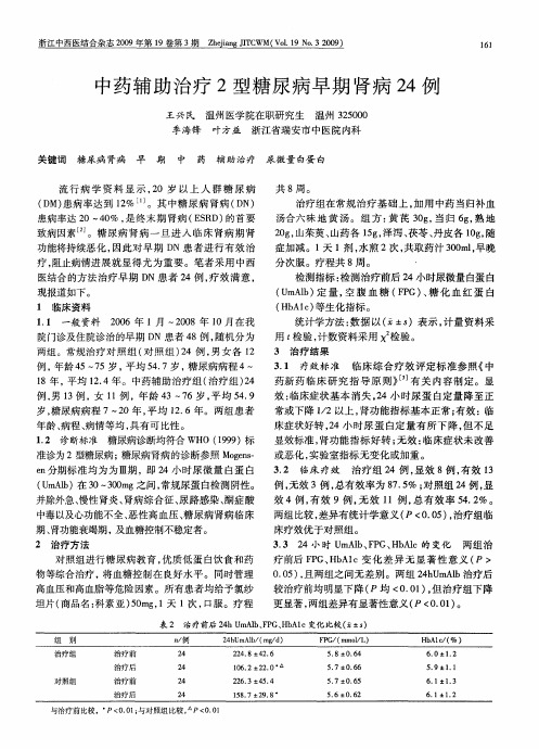 中药辅助治疗2型糖尿病早期肾病24例