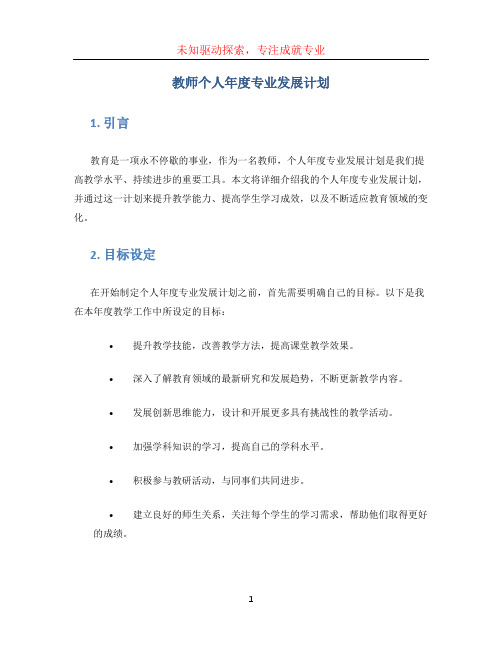 教师个人年度专业发展计划