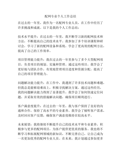 配网专业个人工作总结