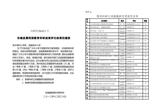 谷教科(1)谷城第四届教科成果评选结果