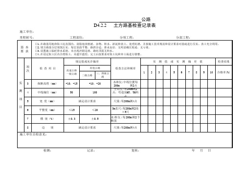 土方路基检查记录表