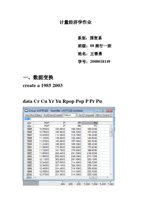 计量经济学作业