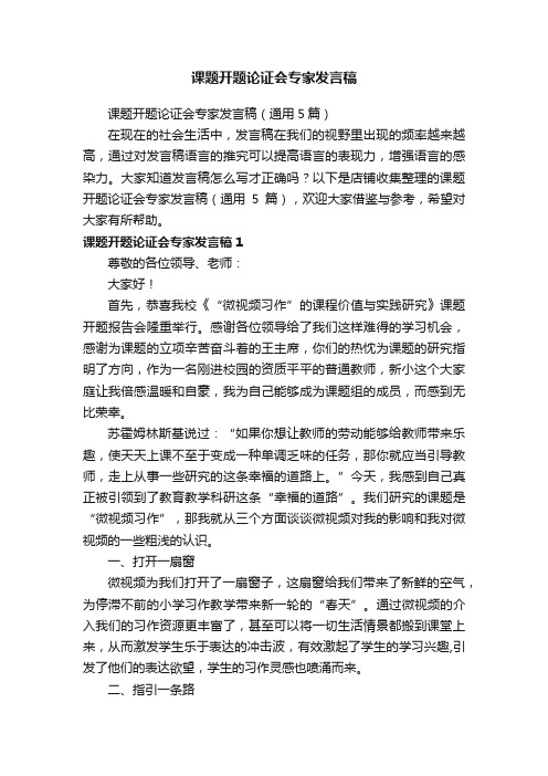 课题开题论证会专家发言稿